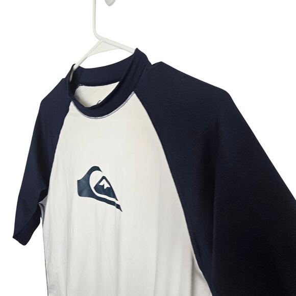 Quiksilver Rash Guard Navy Blue White Short Sleeve Pullover Men XL - Picture 5 of 7